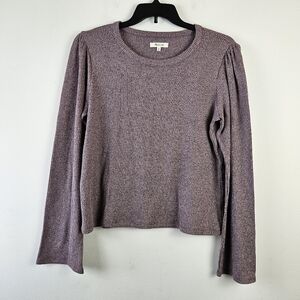 Madewell Purple Ribbed Long Sleeve Top